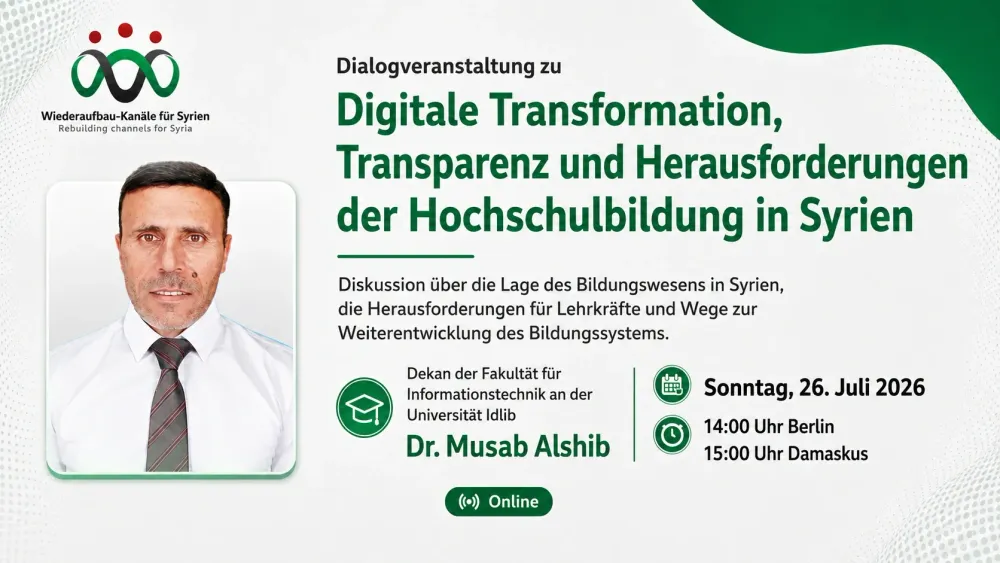 Dialogveranstaltung mit Dr. Mussaab Alshbib über digitale Transformation und Hochschulbildung in Syrien